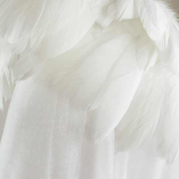 Women Classic Witch Costume and Natural Feather Cape Halloween Witchy Cloak - Picture 4 of 6